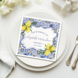 Guardanapo De Papel Rustic Mediterranean Tile Wedding with Lemons