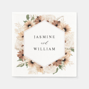 Guardanapo De Papel Rustic Neutral Boho Floral Name Napkins