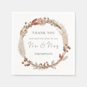 Guardanapo De Papel Rustic Pampas Grass Wreath New Mr.