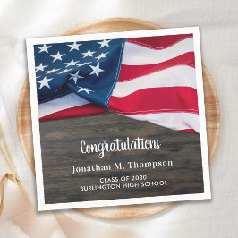 Guardanapo De Papel Rustic Patriotic Graduation American Flag Militar