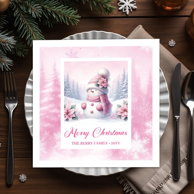 Guardanapo De Papel Rustic Pinkmas Cozy Winter Scene Kids Party Xmas (Rustic Pinkmas Cozy Winter Scene Kids Party Christmas Napkins

)