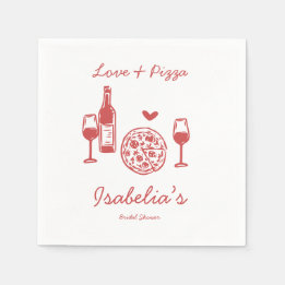 Guardanapo De Papel Rustic Pizza & Wine Bridal Shower