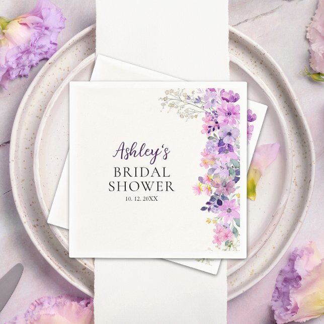 Guardanapo De Papel Rustic Purple Wildflowers Bridal Shower (Criador carregado)