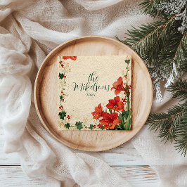 Guardanapo De Papel Rustic Red Amaryllis Natal