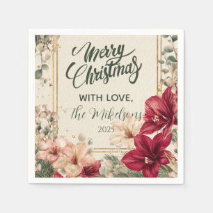 Guardanapo De Papel Rustic Red Amaryllis Natal