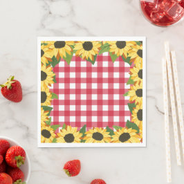 Guardanapo De Papel Rustic Red Gingham & Sunflower