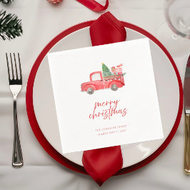 Guardanapo De Papel Rustic Red Truck Merry Christmas Holiday Party