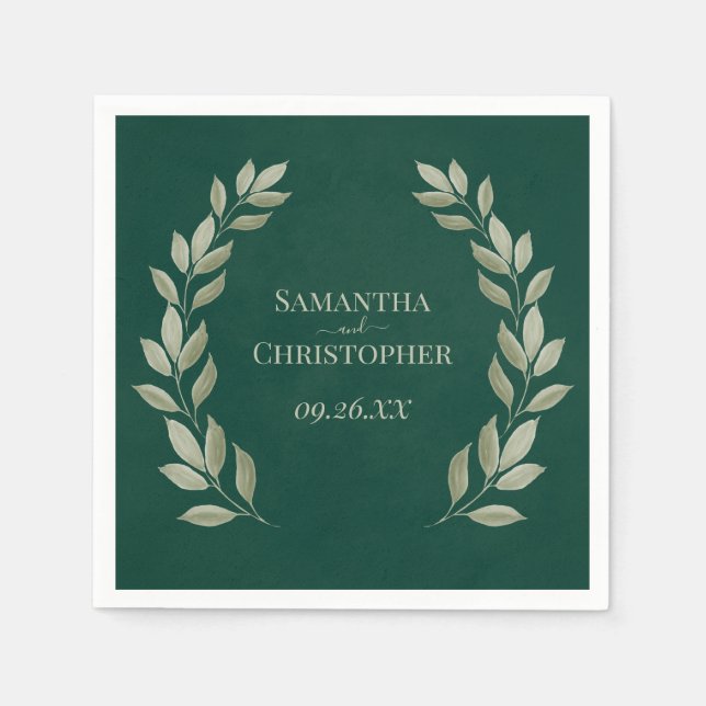 Guardanapo De Papel Rustic Sage Laurel deixa no casamento verde de Eme (Frente)