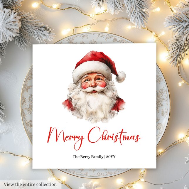 Guardanapo De Papel Rustic Santa Claus Traditional Red Green Dinner  (Rustic Santa Claus Traditional Red Green Dinner Napkin)