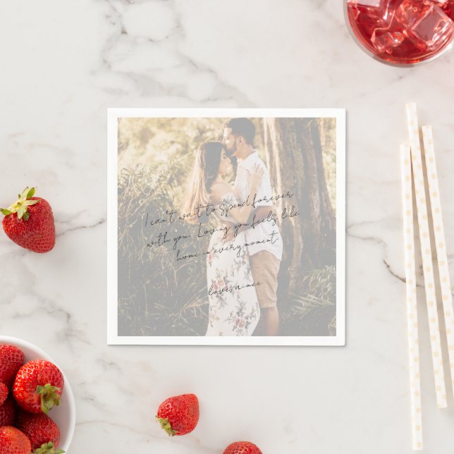 Guardanapo De Papel Rustic Script Love Note Photo Modern Wedding (Insitu)