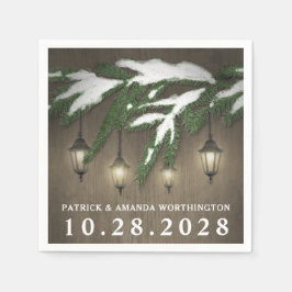 Guardanapo De Papel Rustic Snow Evergreen Lanterna Casamento Napkins