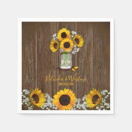 Guardanapo De Papel Rustic Sunflower e Mason Jar Wedding