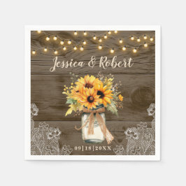 Guardanapo De Papel Rustic Sunflower Mason Jar Wedkins