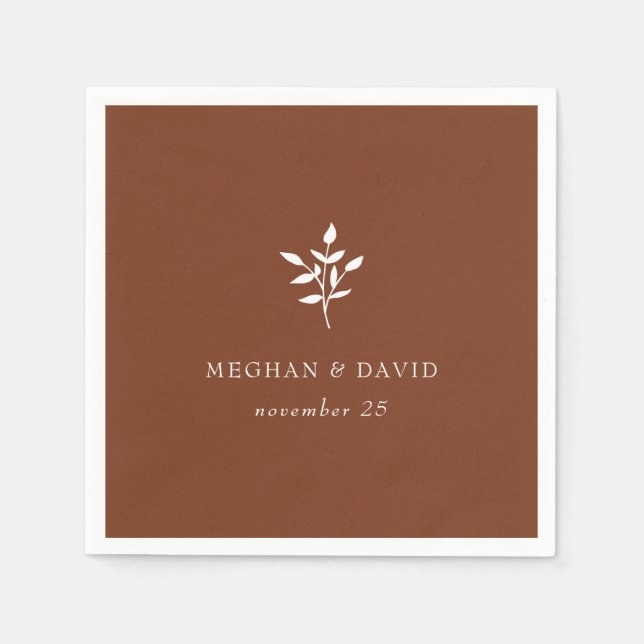 Guardanapo De Papel Rustic Terracotta Simple Modern Botanical Casament (Frente)