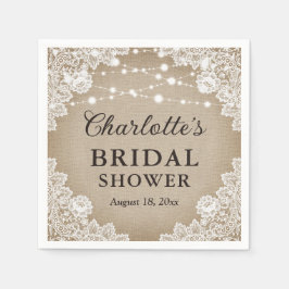 Guardanapo De Papel Rustic Vintage Burlap Lace Chá de panela Napkins