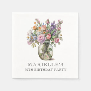 Guardanapo De Papel Rustic Watercolor Floral 70 Birthday