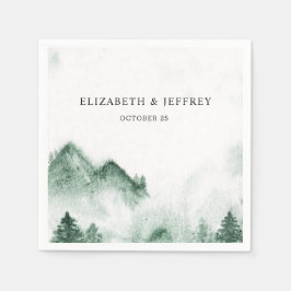 Guardanapo De Papel Rustic Watercolor Mounts Pine Casamento no inverno