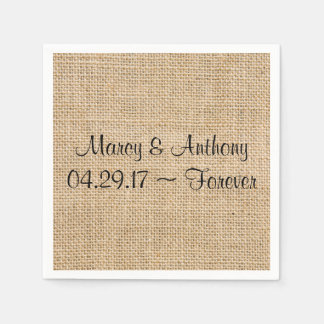 Guardanapo De Papel Rustic Wedding Burlap Personalizado Data