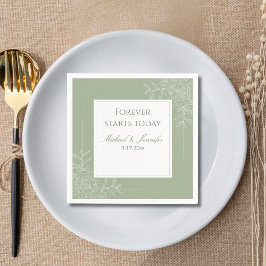 Guardanapo De Papel Rustic Wedding Sage Green and White Modern