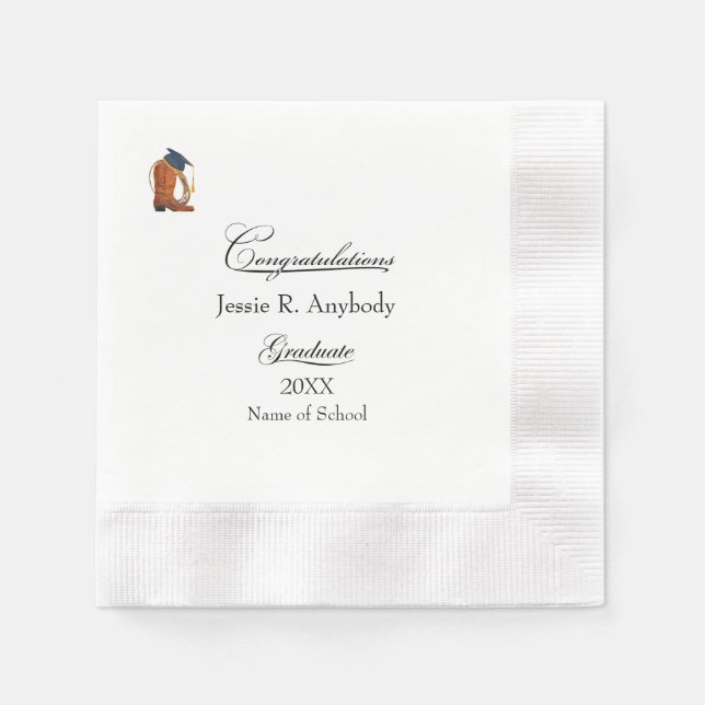 Guardanapo De Papel Rustic Western Graduation Party Paper Napkin (Frente)