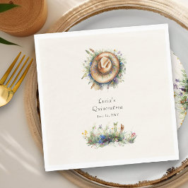 Guardanapo De Papel Rustic Wildflower Cowgirl Hat Floral Quinceanera