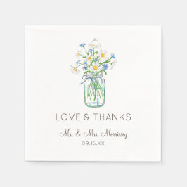 Guardanapo De Papel Rustic Wildflower Mason Jar Love and Obrigados
