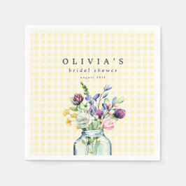 Guardanapo De Papel Rustic Wildflower Mason Jar Picnic Chá de fraldas