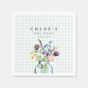 Guardanapo De Papel Rustic Wildflower Mason Jar Picnic Chá de fraldas