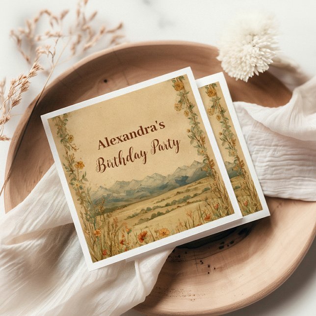 Guardanapo De Papel Rustic Wildflower Mountain Birthday (Criador carregado)
