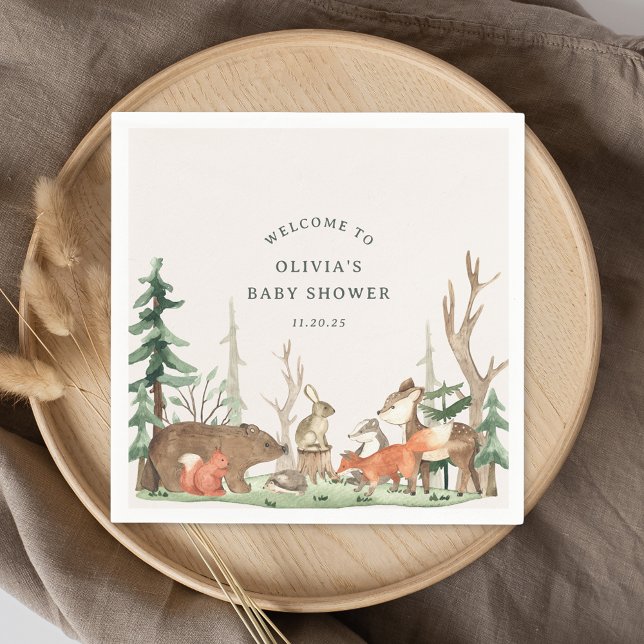 Guardanapo De Papel Rustic Winter Woodland Baby Shower (Criador carregado)