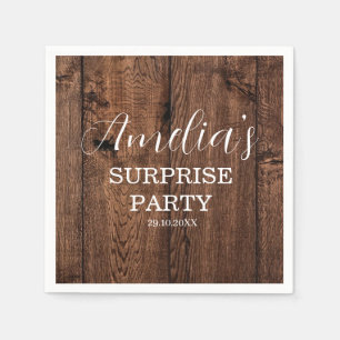 Guardanapo De Papel Rustic Wood and String Light Surprise Aniversário