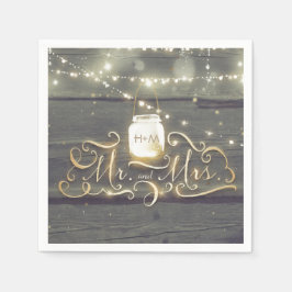 Guardanapo De Papel Rustic Wood String Luzes Mason Jar Weding