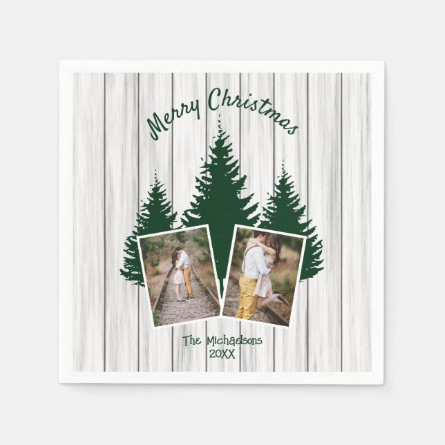 Guardanapo De Papel Rustic Woodland Christmas Photo (Frente)