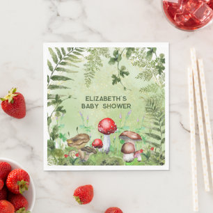 Guardanapo De Papel Rustic Woodland Greenery Mushroom Fungi Ferns