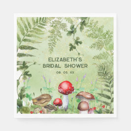 Guardanapo De Papel Rustic Woodland Greenery Mushroom Fungi Ferns