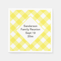 Rustic Yellow Gingham Family Reunion Personalizada