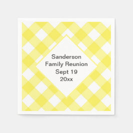 Guardanapo De Papel Rustic Yellow Gingham Family Reunion Personalizada