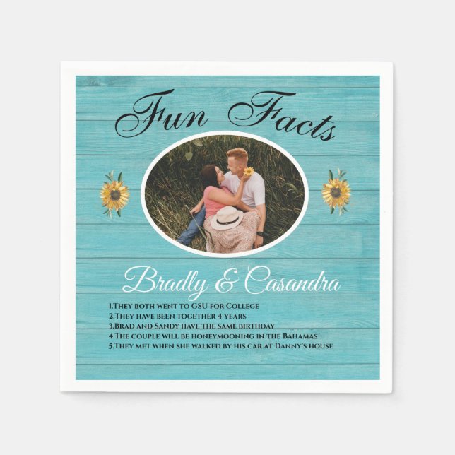 Guardanapo De Papel Rústica Brincadeira De Casamento Fatos De Girassol (Frente)