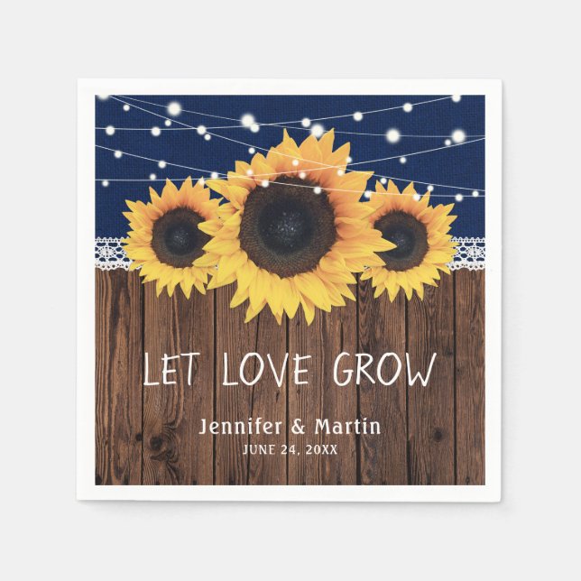 Guardanapo De Papel Rústica Madeira Burlap Sunflower Marinho Blue Casa (Frente)