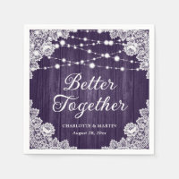 Rústica Wood Lace String Luz Casamento Roxo