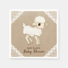 Guardanapo De Papel Rústico Burlap Little Lamb Paper Napkin