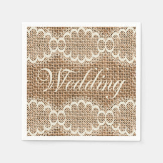Guardanapo De Papel Rústico Casamento Burlap Lace