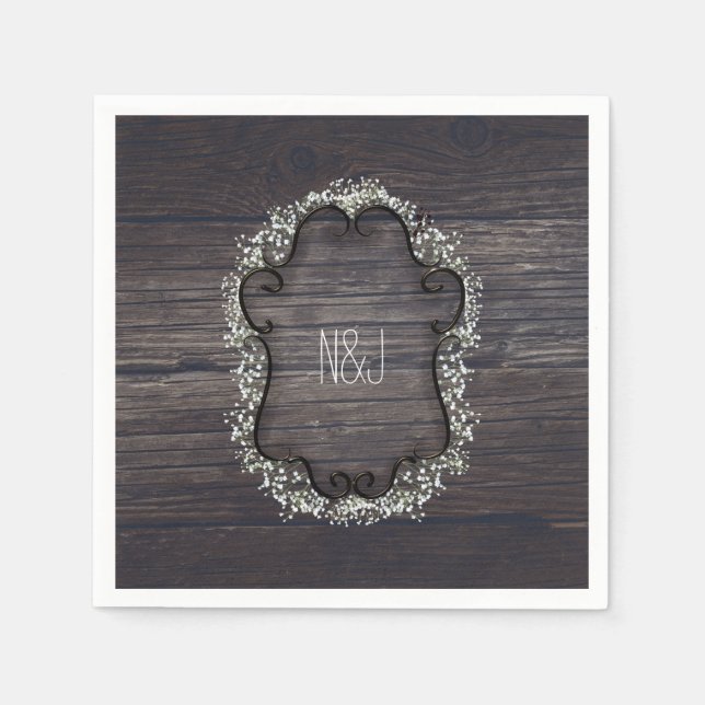 Guardanapo De Papel Rústico Country Western Bebê Respiração & Madeira (Frente)