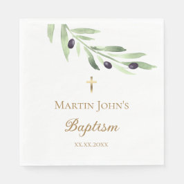 Guardanapo De Papel rústico galho de oliveira batismo