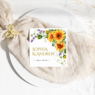 Guardanapo De Papel Rústicos Girassóis e Lavander Casamento Napkins