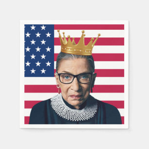 Guardanapo De Papel Ruth Bader Ginsburg Crown e USA Flag