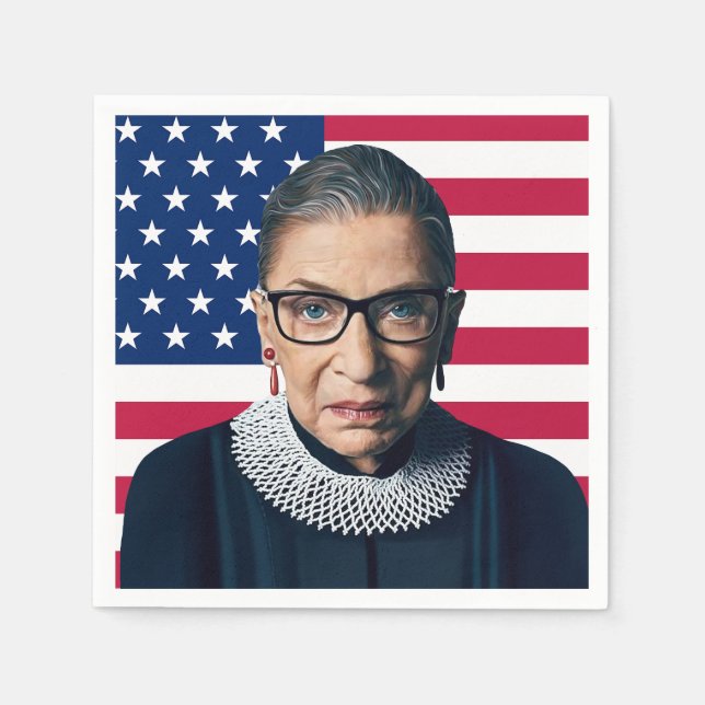 Guardanapo De Papel Ruth Bader Ginsburg e Bandeira dos EUA (Frente)