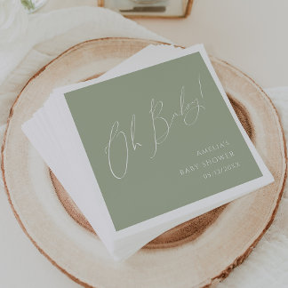 Guardanapo De Papel Sábio Whimsage Green Oh Chá de fraldas Napkins