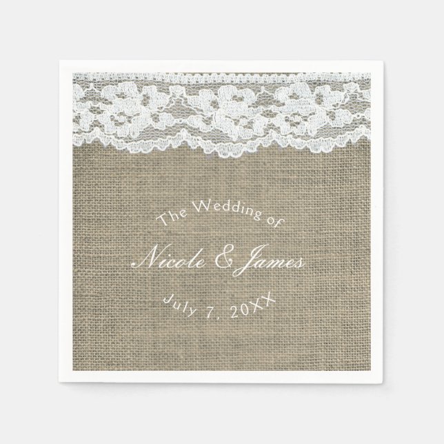 Guardanapo De Papel Saco de aniço e renda Elegante Simples Casamento R (Frente)
