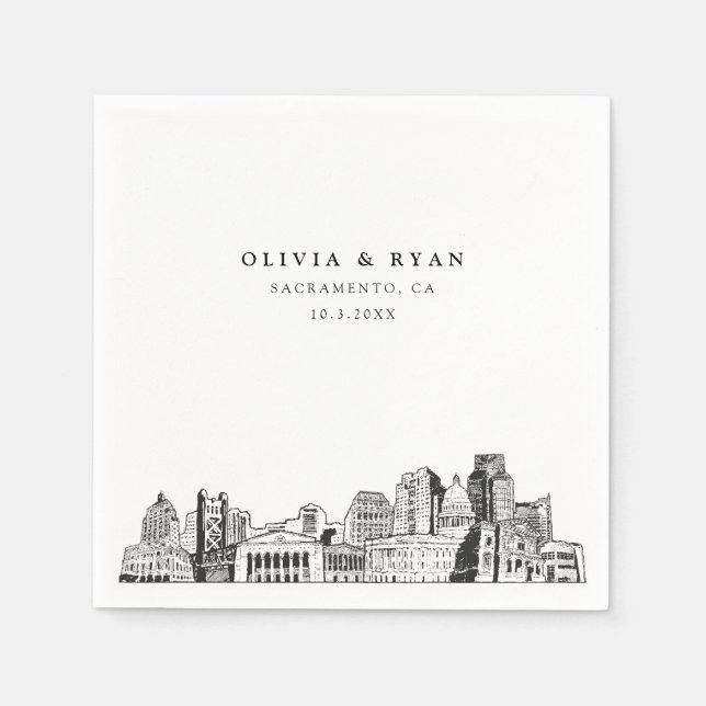 Guardanapo De Papel Sacramento Skyline Wedktail Napkin (Frente)